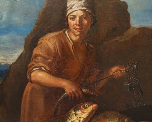 Antiquités - Giacomo Francesco Cipper known as Todeschini (1664-1736), Young Fishmonger