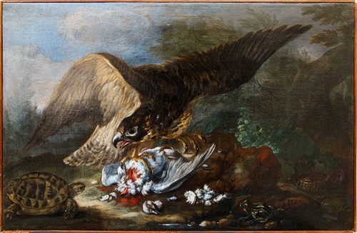 Baldassarre de Caro (1689–1750), Oiseau de proie capturant un pigeon