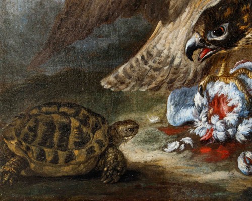 Paintings & Drawings  - Baldassarre de Caro (1689–1750), Raptor Capturing a Pigeon