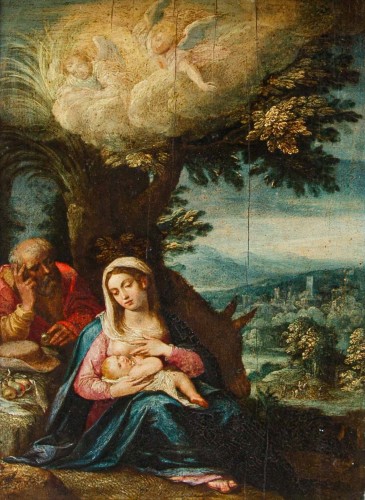 Christoph Schwarz (1548 – 1592), Rest on the Flight into Egypt - Paintings & Drawings Style 