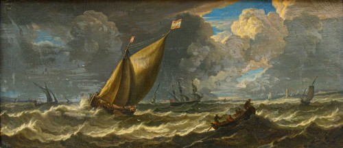 Pieter Mulier (1637 – 1701)  Ships in a Stormy Sea - Paintings & Drawings Style 