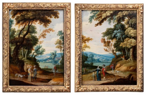 Paire de paysages, Gillis van Coninxloo II (atelier) – Flandres circa 1600.