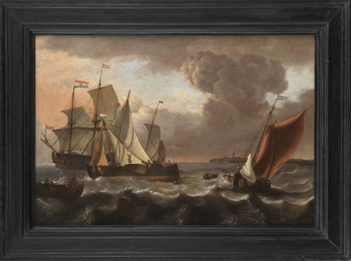 Navires dans la rade d’Enkhuizen – Atelier de Ludolf Backhuysen (1631 - 1708)