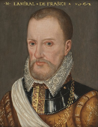 Portrait de Gaspard II de Coligny – Ecole de François Clouet XVIe siècle - Tableaux et dessins Style 