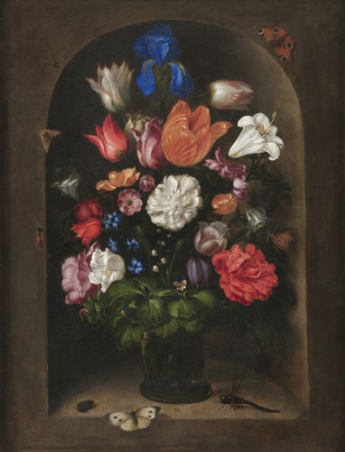 Nature morte aux fleurs et aux insectes - Attribué à Jacques de Gheyn II (1565 -1629) - Tableaux et dessins Style 