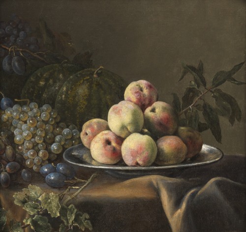 Nature morte aux pêches – Ecole française du 18e siècle - Tableaux et dessins Style 