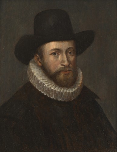 Portrait of a man with a hat - Dutch school circa 1590, attributed to Cornelis Ketel - Paintings & Drawings Style 