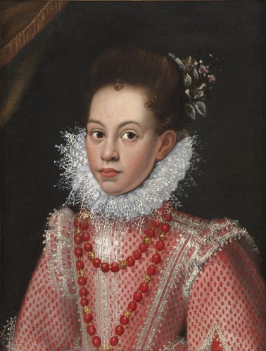 Portrait de jeune patricienne – Attribué à à Scipione Pulzone (1544-1598) - Tableaux et dessins Style 