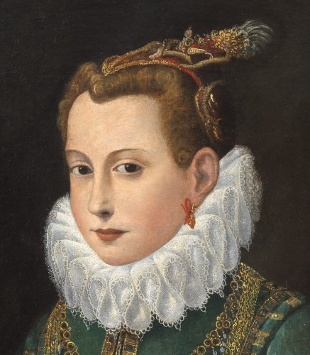 Tableaux et dessins Tableaux XVIe siècle - Portrait de dame à la fraise – entourage de Sofonisba Anguissola (1535 – 1625)