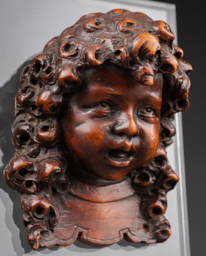 Tête d’amour – Flandres ou Hollande 17e siècle - Sculpture Style 