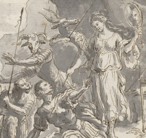 Paintings & Drawings  - Ulysses and Circe - Roman school, first half of the 17th century