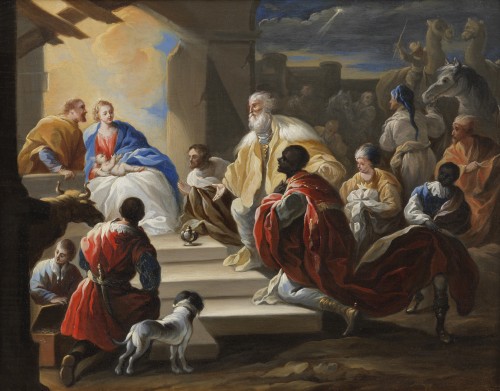 Adoration des Mages. Ecole française du XVIIIe siècle, entourage de Jean-Honoré Frago - Tableaux et dessins Style 