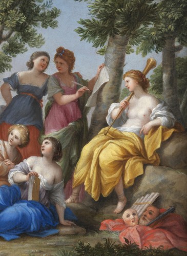 XVIIe siècle - Louis XIV en Apollon sur le Mont Parnasse – Atelier de Giovanni Francesco Romanelli