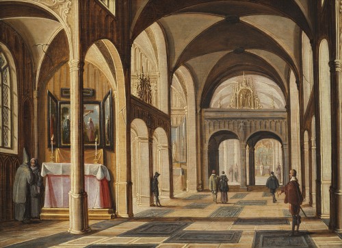 Intérieur d’église imaginaire – attribuée à Hendrick van Steenwijck II (1580 – 1649)