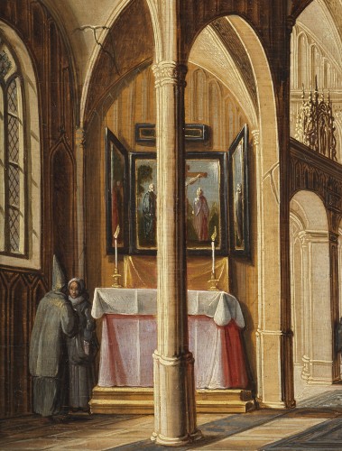Tableaux et dessins Tableaux XVIIe siècle - Intérieur d’église imaginaire – attribuée à Hendrick van Steenwijck II (1580 – 1649)