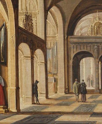 Intérieur d’église imaginaire – attribuée à Hendrick van Steenwijck II (1580 – 1649) - Galerie Thierry Matranga
