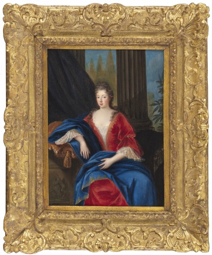 Portrait d’une élégante dans un palais – ecole française du 17e siècle, entourage de François de Troy