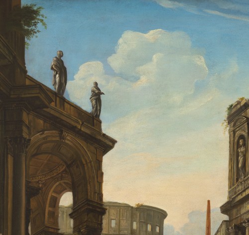 XVIIIe siècle - Caprice architectural romain – Ecole de Giovanni Paolo Panini XVIIIe siècle