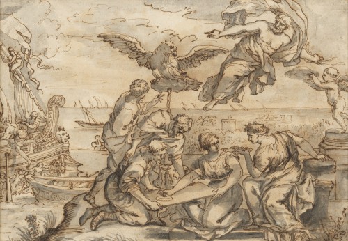 Allégorie de la navigation d’après Pierre de Cortone - Ecole romaine du XVIIe siècle