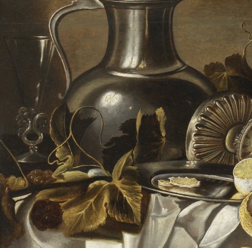 Nature morte au pichet, à la tazza, au jambon et à l’œillet. Atelier de Pieter Claesz - Galerie Thierry Matranga