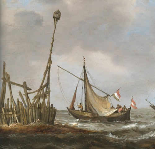 Tableaux et dessins Tableaux XVIIe siècle - Navires près de la côte, attribué à Abraham van Beyeren (1620/21 – 1690)
