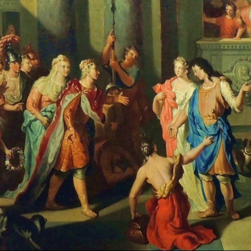 Paintings & Drawings  - Gerard Hoet - The court of Troy - XVIIth century