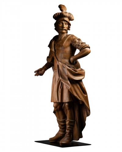 Saint Florian – Sculpture en pin cembro, travail alpin France ou Italie du 17e siècle