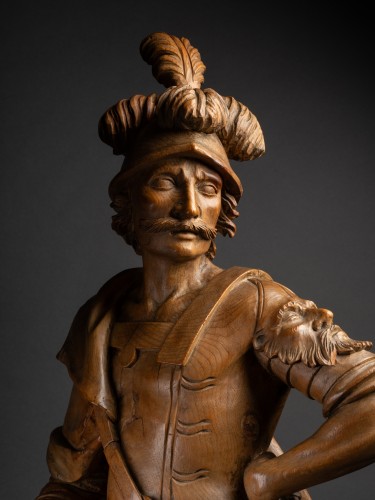 Saint Florian – Sculpture en pin cembro, travail alpin France ou Italie du 17e siècle - Louis XIV