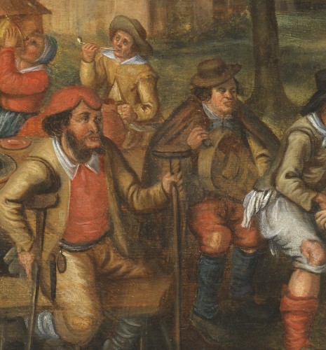Antiquités - Réjouissances paysannes - Ecole flamande vers 1600, cercle de Marten van Cleve (1527 – 1577/81)