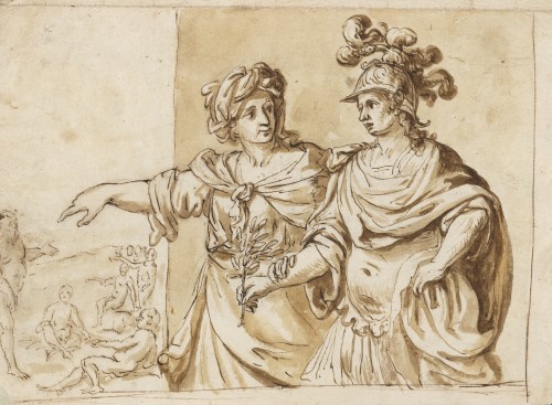 Allégorie de la Paix invitée par la Luxure – Ecole italienne du XVIIe siècle