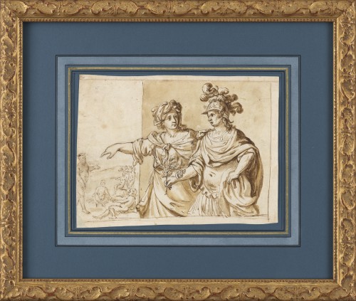 Allégorie de la Paix invitée par la Luxure – Ecole italienne du XVIIe siècle - Tableaux et dessins Style 