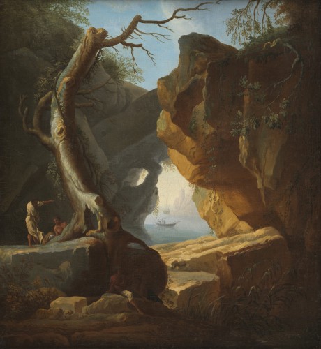 Pêcheurs à l’abri des falaises – Claude Joseph Vernet (1714 – 1789) - Tableaux et dessins Style Louis XV