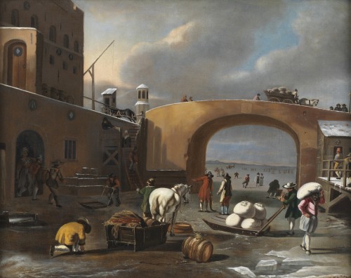 Paysage d’hiver – Ecole hollandaise, c. 1700, suiveur de Nicolaes Berchem - Tableaux et dessins Style 