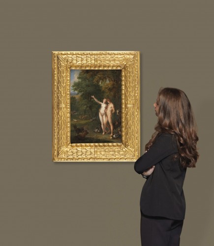 Antiquités - Adam et Eve dans les jardins d’Eden – École néerlandaise du XVIIe siècle, entourage d’Abraham Bloemaert.