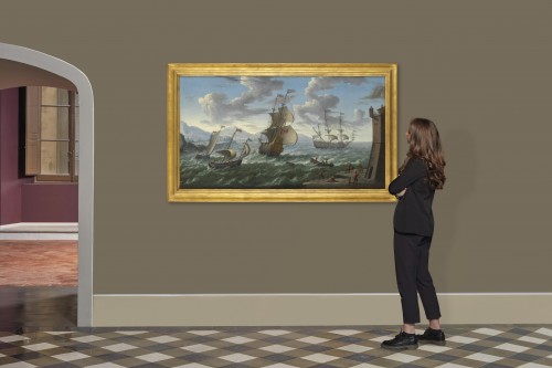 Navires dans une baie – École hollandaise de la fin du XVIIe siècle attribué à Abraham Storck (1644 – 1708) - 