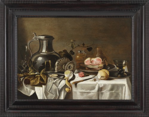 Nature morte au pichet, à la tazza d’argent et au jambon - Atelier de Pietet Claesz