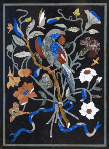 Objet de décoration  - Les perroquets – Paire de tableaux en marqueterie de pierres dures