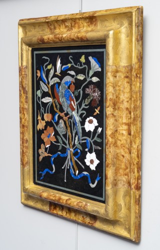 Les perroquets – Paire de tableaux en marqueterie de pierres dures - Galerie Thierry Matranga