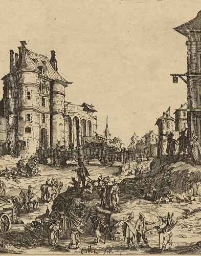 XVIIIe siècle - Vue du Pont Neuf et de la Tour de Nesle, Jacques Callot (Nancy, 1592 – 1635).