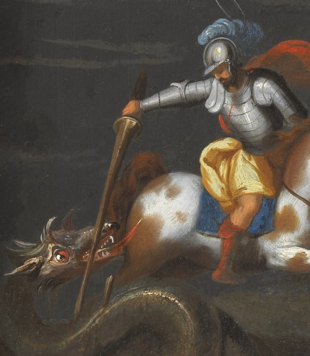 Tableaux et dessins Tableaux XVIIe siècle - Saint Georges terrassant le dragon, École véronaise XVIIe siècle