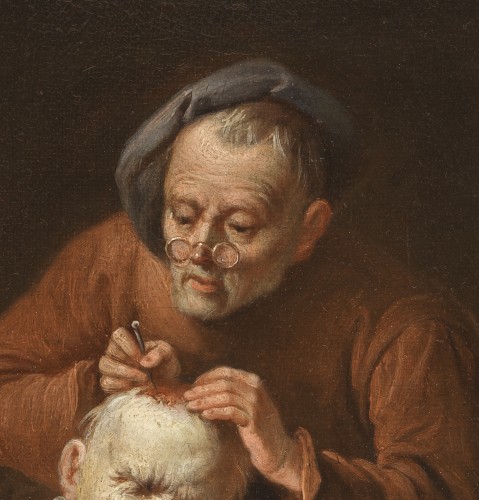 Tableaux et dessins Tableaux XVIIe siècle - La Pierre de folie – École hollandaise du XVIIe siècle attribuée à Egbert van Heemskerck l’Ancien