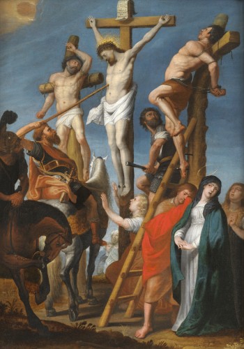La Crucifixion ou « le Coup de lance », école lorraine du 17e siècle - Tableaux et dessins Style Louis XIII
