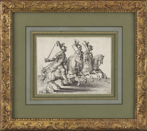Trois cavaliers chargeant - Jacob de Gheyn II (1565–1629) - Gravures et livres anciens Style Renaissance