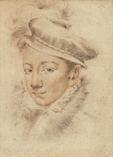 Portrait de Charles IX, roi de France, France fin du XVIe début du XVIIe siècle suiveur de François Clouet - Tableaux et dessins Style 