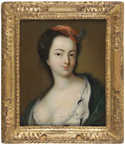 Jeune femme à la voilette rouge, entourage de Pietro Rotari (1707 – 1762)