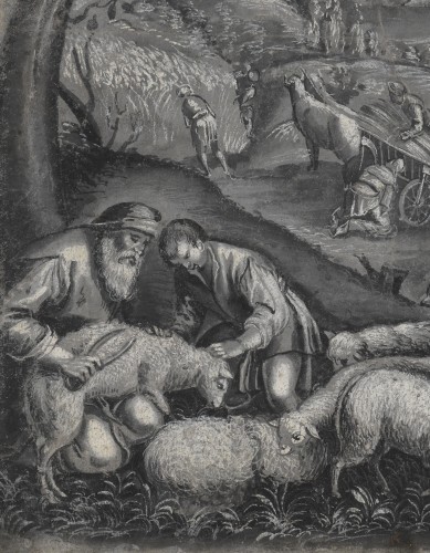 Tableaux et dessins Dessin, Aquarelle & Pastel - Allégorie de l’été – Ecole française du 18e siècle d’après Bassano