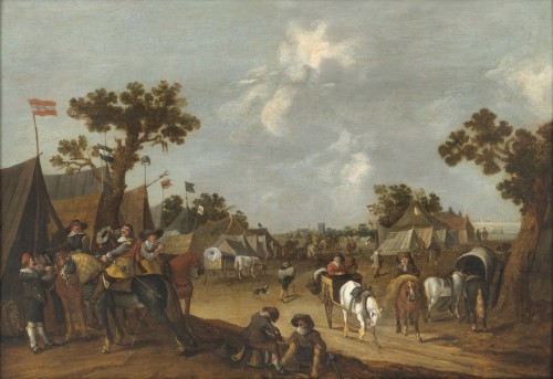 Le Camp militaire - Hendrick de Meijer (c. 1620 - avant 1690) - Tableaux et dessins Style 