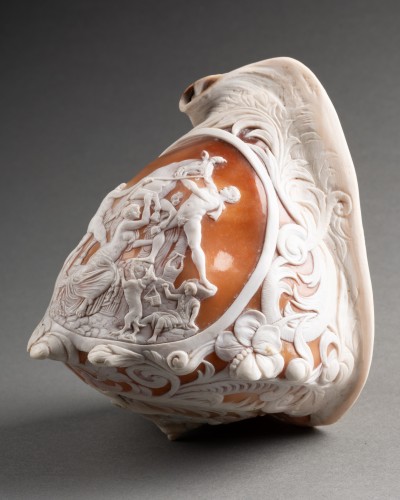 Objets de Curiosité  - Le taureau Farnese, coquillage sculpté en camée - Giovanni Sabbato
