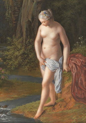 Tableaux et dessins Dessin, Aquarelle & Pastel - Déesse au bain – Jacques Sébastien Leclerc (1734 – 1785)