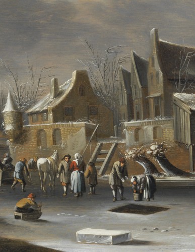 Tableaux et dessins Tableaux XVIIe siècle - Les plaisirs de la glace – attribué à Klaes Molenaer (c. 1630 - 1676)